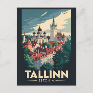 Tallinn Estonia Travel Art Vintage Postcard