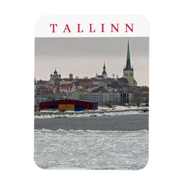 Tallinn in winter view fridge magnet (Vertical)