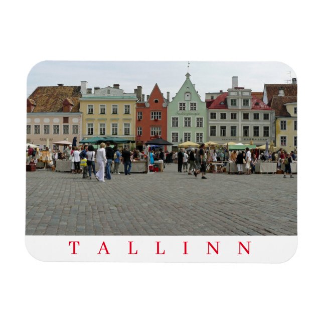 Tallinn market stalls view fridge magnet (Horizontal)
