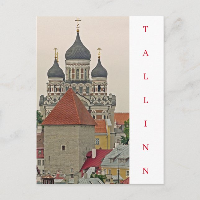 Tallinn Old Town tower and cathedral postcard (Front)