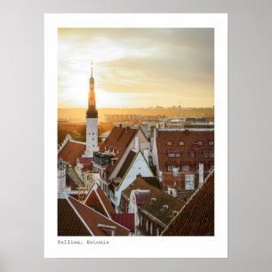 Tallinn skyline at sunrise, Estonia travel photo Poster