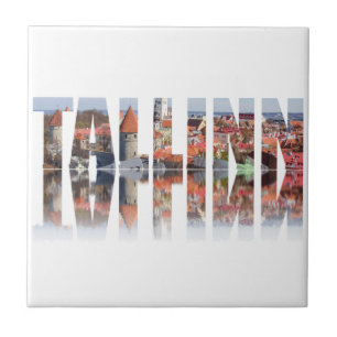 Tallinn text composed of old town ceramic tile