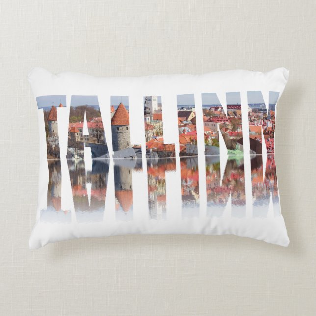 Tallinn text composed of old town view decorative cushion (Front)