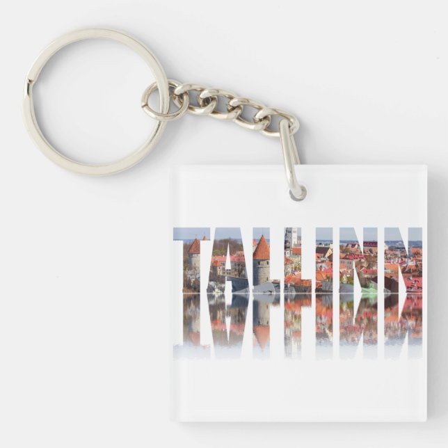 Tallinn text composed of old town view key ring (Front)