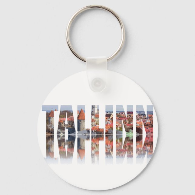 Tallinn text composed of old town view key ring (Front)
