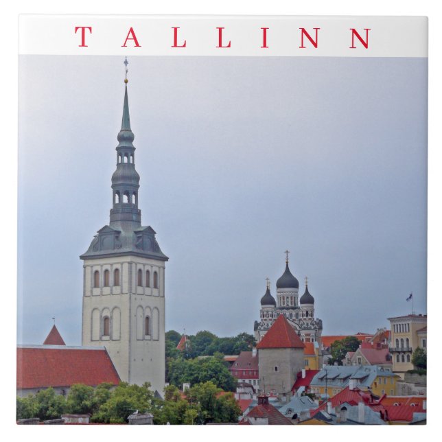 Tallinn tower and cathedral view ceramic tile (Front)