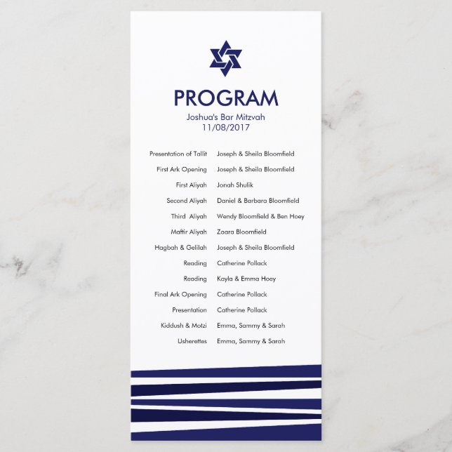 Tallit Bar Mitzvah Program (Front)