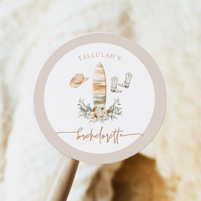 TALLULAH Bohemian Coastal Cowgirl Bachelorette Classic Round Sticker (Creator Uploaded)
