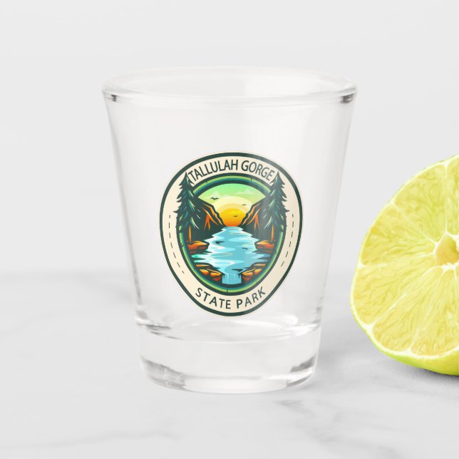 Tallulah Gorge State Park Georgia Badge Shot Glass (Front)