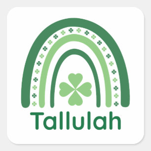Tallulah Name Clover Boho Rainbow Square Sticker