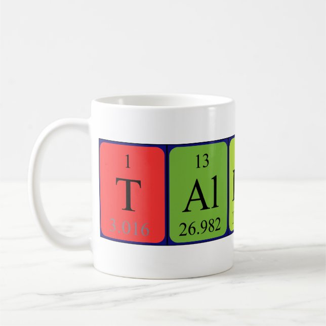 Tallulah periodic table name mug (Left)