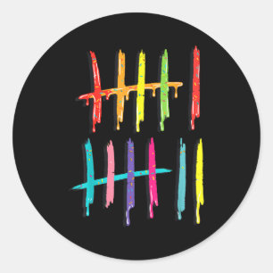 Tally Marks 6 7 Numbers Funny Six Seven 67 Meme Ge Classic Round Sticker