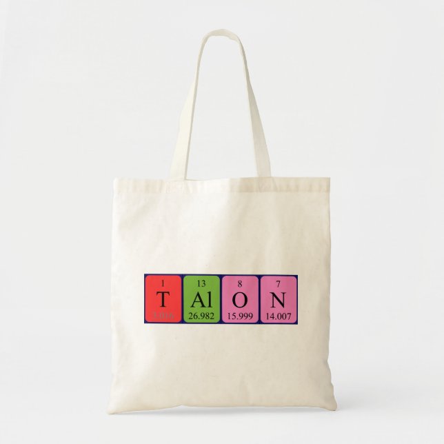 Talon periodic table name tote bag (Front)