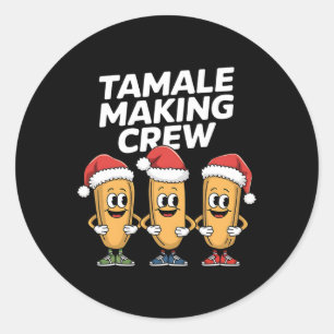 Tamale Making Crew Christmas Festive Holiday Desig Classic Round Sticker
