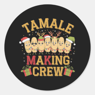 Tamale Making Crew Funny Mexican Christmas Pyjamas Classic Round Sticker