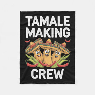 Tamale Making Crew Funny Mexican Christmas Pyjamas Fleece Blanket