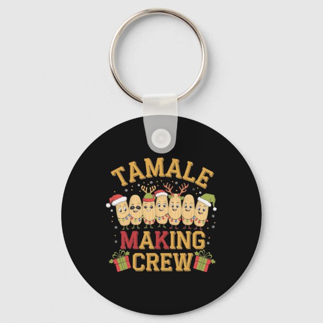 Tamale Making Crew Funny Mexican Christmas Pyjamas Key Ring (Front)