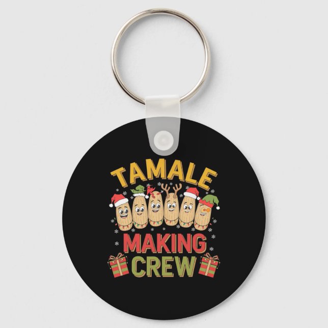 Tamale Making Crew Funny Mexican Christmas Pyjamas Key Ring (Front)