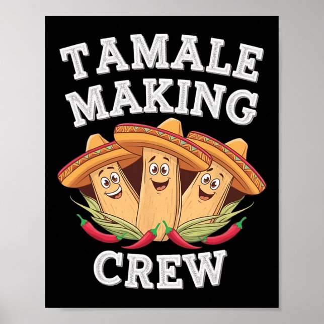 Tamale Making Crew Funny Mexican Christmas Pyjamas Poster (Front)