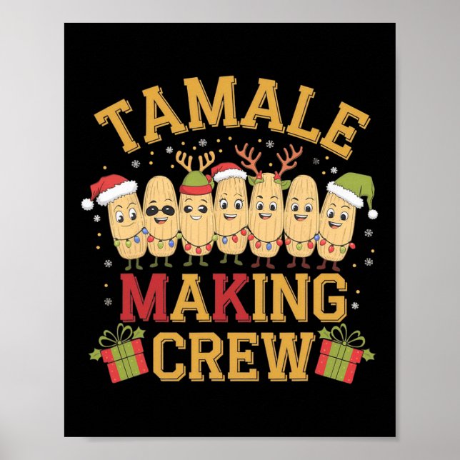 Tamale Making Crew Funny Mexican Christmas Pyjamas Poster (Front)