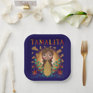 Tamalita Tamal Zia Flowers Tamales Paper Plate