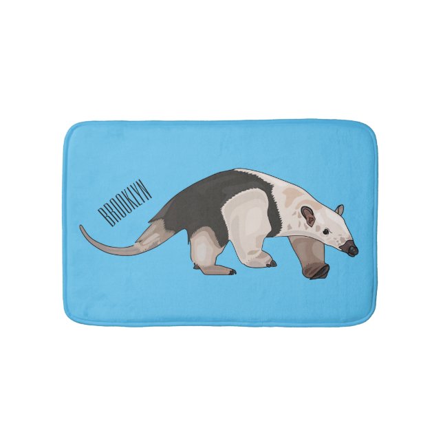 Tamandua cartoon illustration bath mat (Front)