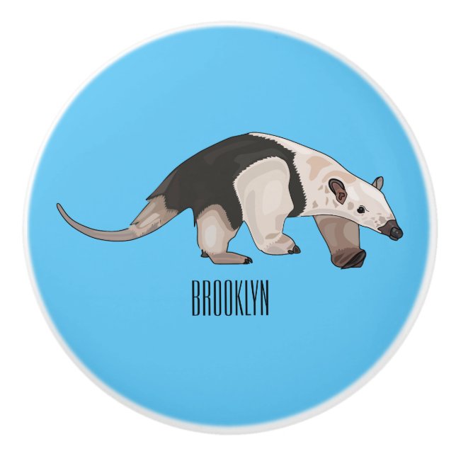 Tamandua cartoon illustration ceramic knob (Front)