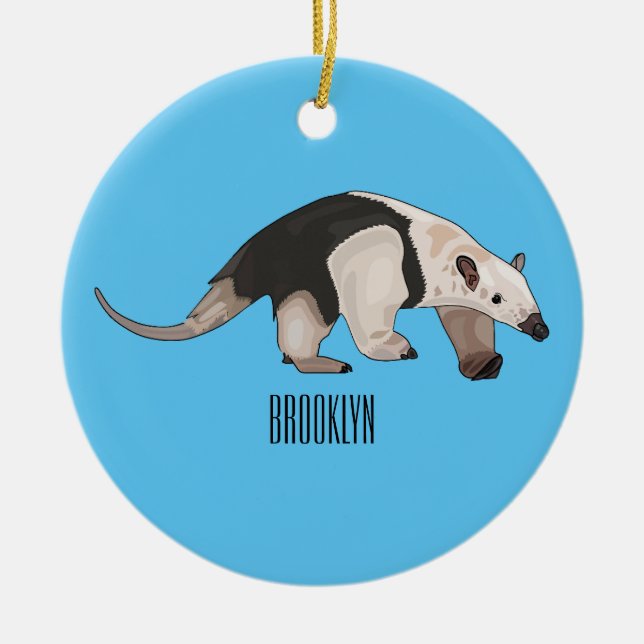 Tamandua cartoon illustration ceramic ornament (Front)