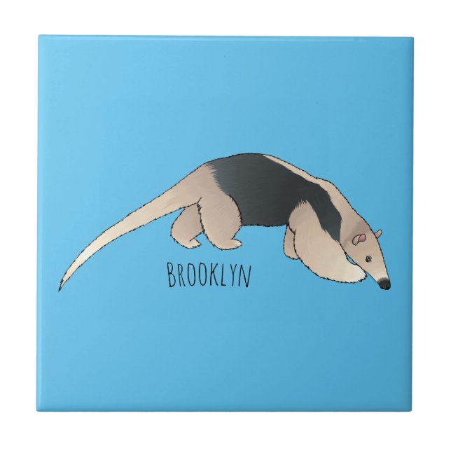Tamandua cartoon illustration  ceramic tile (Front)