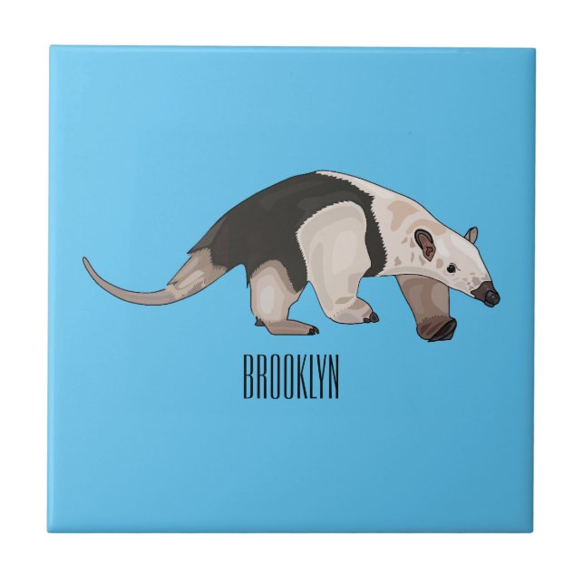 Tamandua cartoon illustration ceramic tile (Front)