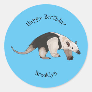 Tamandua cartoon illustration classic round sticker