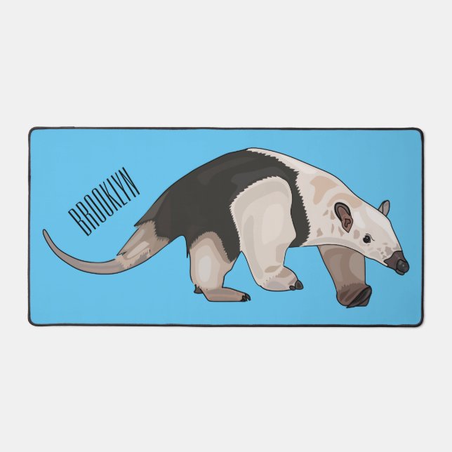 Tamandua cartoon illustration desk mat (Front)