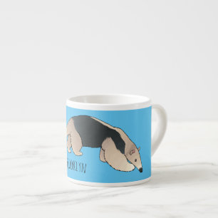 Tamandua cartoon illustration  espresso cup