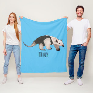 Tamandua cartoon illustration fleece blanket