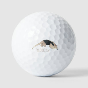 Tamandua cartoon illustration golf balls
