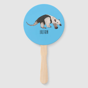 Tamandua cartoon illustration hand fan