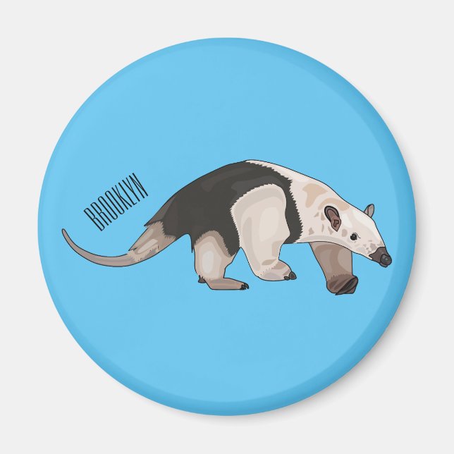 Tamandua cartoon illustration magnet (Front)