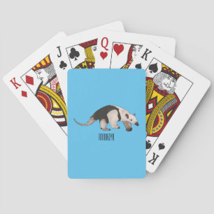 Tamandua cartoon illustration playing cards