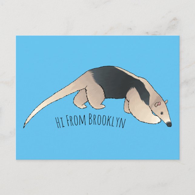 Tamandua cartoon illustration postcard (Front)