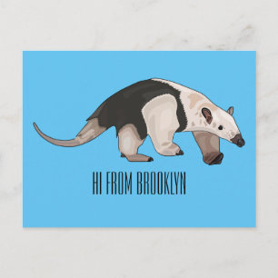 Tamandua cartoon illustration postcard