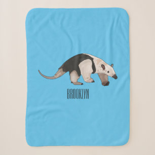 Tamandua cartoon illustration sherpa blanket
