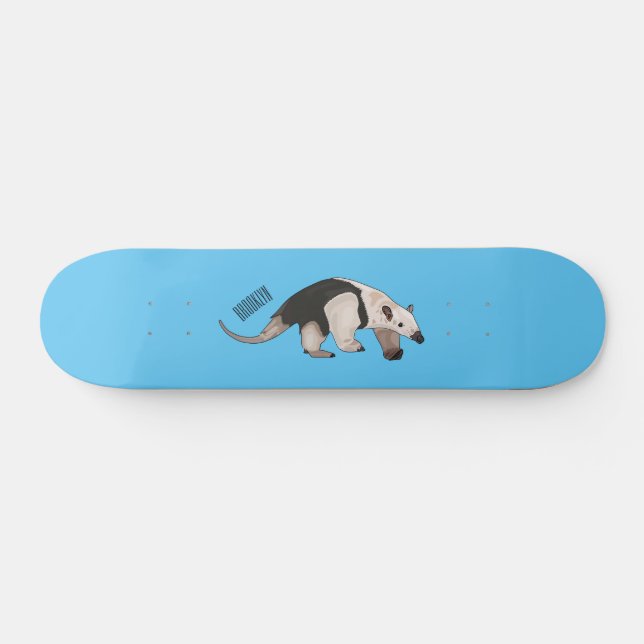Tamandua cartoon illustration skateboard (Horz)