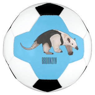 Tamandua cartoon illustration soccer ball