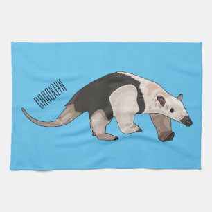 Tamandua cartoon illustration tea towel