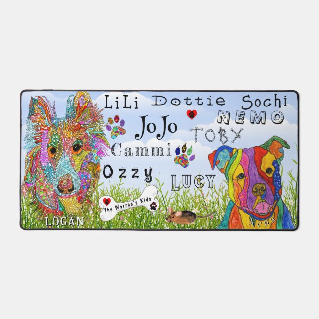 Tamar Warren Customised Dog and Cat Desk Mat  (Front)