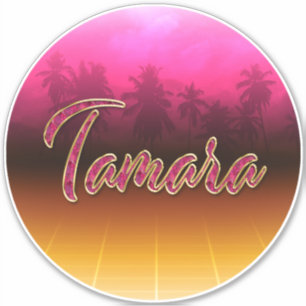 Tamara First name name golden pink sticker
