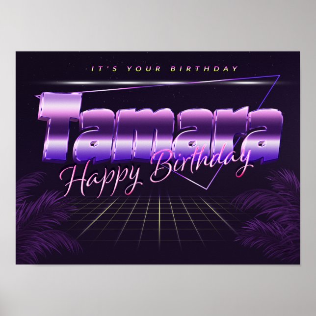 Tamara Name Vorname lila retro Poster Geburtstag (Front)