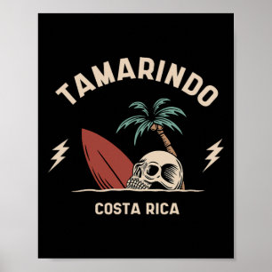 Tamarindo Costa Rica Vintage Surfing Skeleton Skul Poster