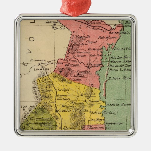 Tamaulipas, Mexico Metal Tree Decoration (Front)
