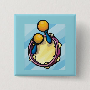 Tamborine And Maraccas 15 Cm Square Badge
